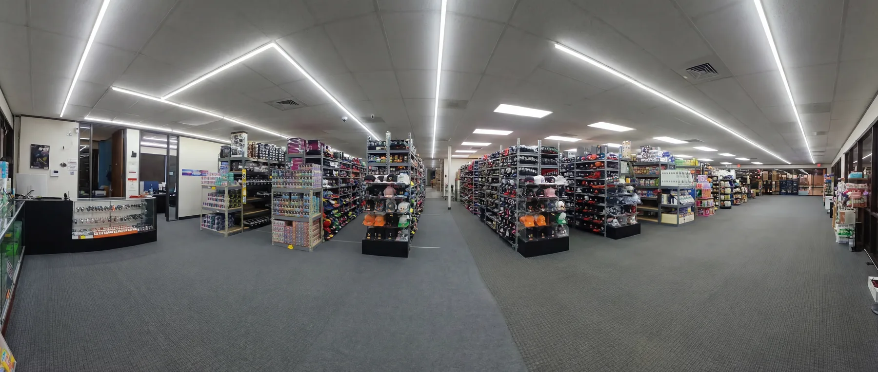 Wide view of the Warner Wireless Gears showroom showing depth of inventory